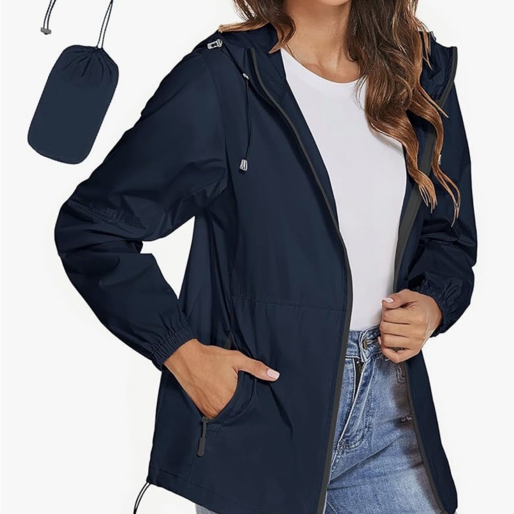 TCOT Womens Rain Jackets Waterproof Windbreaker, Size L